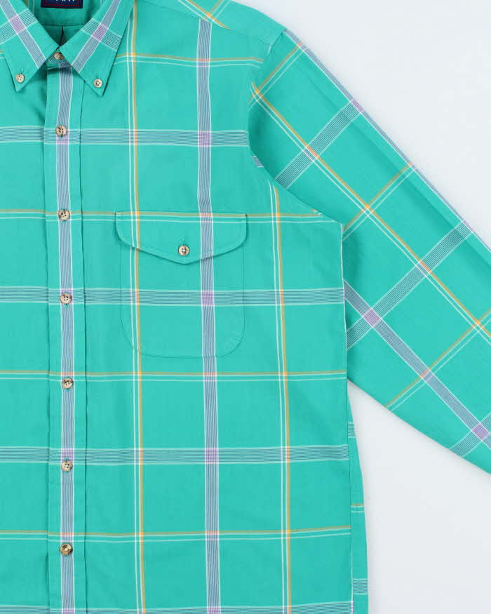 Vintage 1990s Gant 'Fox Hunt Plaid' Long Sleeve Flap Pocket Shirt - L