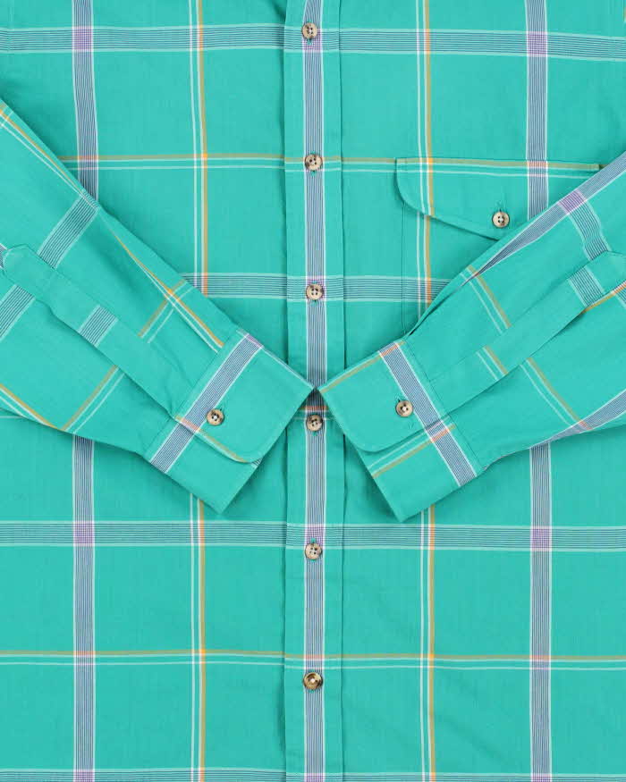 Vintage 1990s Gant 'Fox Hunt Plaid' Long Sleeve Flap Pocket Shirt - L