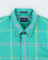 Vintage 1990s Gant 'Fox Hunt Plaid' Long Sleeve Flap Pocket Shirt - L