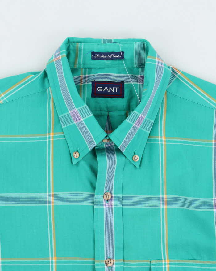 Vintage 1990s Gant 'Fox Hunt Plaid' Long Sleeve Flap Pocket Shirt - L