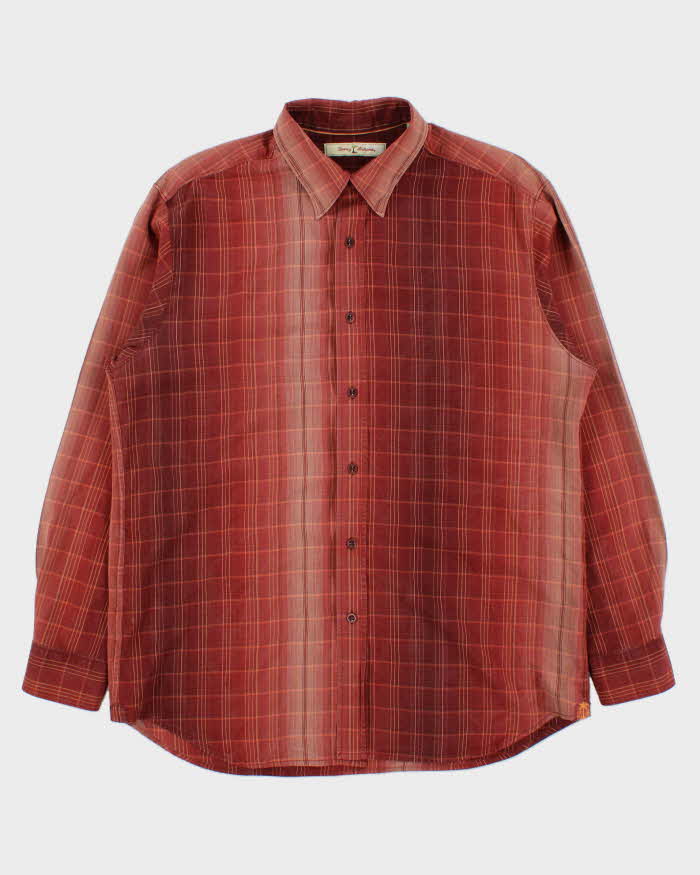 Vintage Y2K 00s Tommy Bahama Silk Gradient Plaid Long Sleeve Shirt - L
