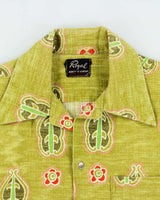 Vintage 1960s Royal Men's Shop Honolulu Made In USA Polynesian Tapa Barkcloth Hawaiian Shirt - L