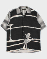 Vintage 1990s Bugatchi Uomo Silk Graphic Short Sleeve Cuban Collar Shirt - L