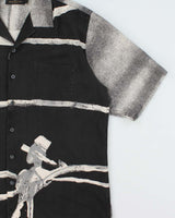 Vintage 1990s Bugatchi Uomo Silk Graphic Short Sleeve Cuban Collar Shirt - L