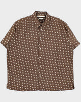 Vintage Y2K 00s Perry Ellis Silk Striped Polka Dot Short Sleeve Shirt - XXL