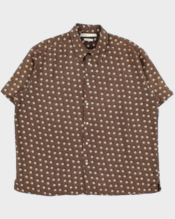 Vintage Y2K 00s Perry Ellis Silk Striped Polka Dot Short Sleeve Shirt - XXL
