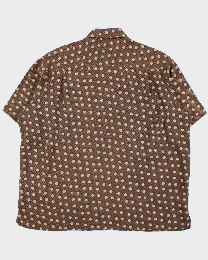 Vintage Y2K 00s Perry Ellis Silk Striped Polka Dot Short Sleeve Shirt - XXL