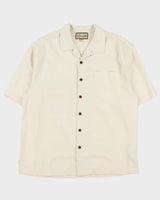 Vintage Y2K 00s Jamaica Jaxx Cream Textured Tiki Hawaiian Shirt - L