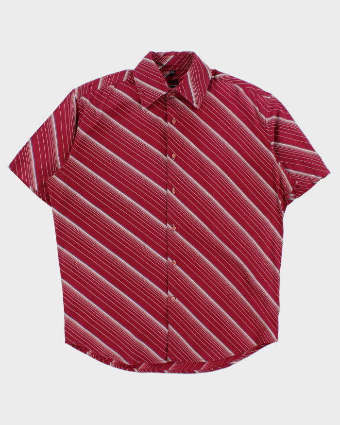 Vintage Y2K 00s Point Zero Striped Amaranth Pink Short Sleeve Shirt - M