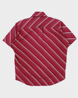 Vintage Y2K 00s Point Zero Striped Amaranth Pink Short Sleeve Shirt - M