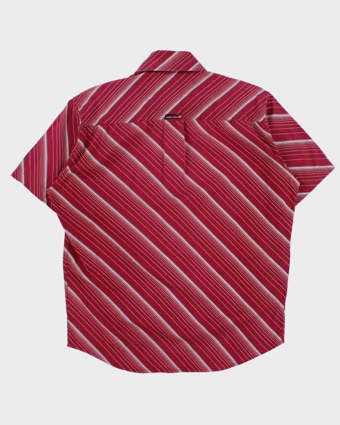 Vintage Y2K 00s Point Zero Striped Amaranth Pink Short Sleeve Shirt - M