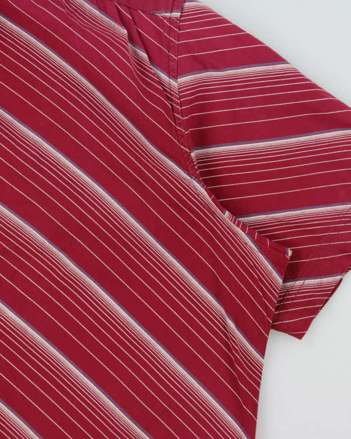Vintage Y2K 00s Point Zero Striped Amaranth Pink Short Sleeve Shirt - M