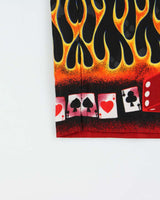 Vintage Y2K 00s XNT Las Vegas Poker Flames Cuban Collar Short Sleeve Shirt - XL