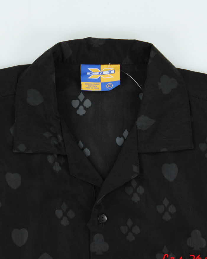 Vintage Y2K 00s XNT Las Vegas Poker Flames Cuban Collar Short Sleeve Shirt - XL