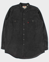 Vintage 1990s Levi's Heavyweight Long Sleeve Dark Wash Denim Shirt - XL