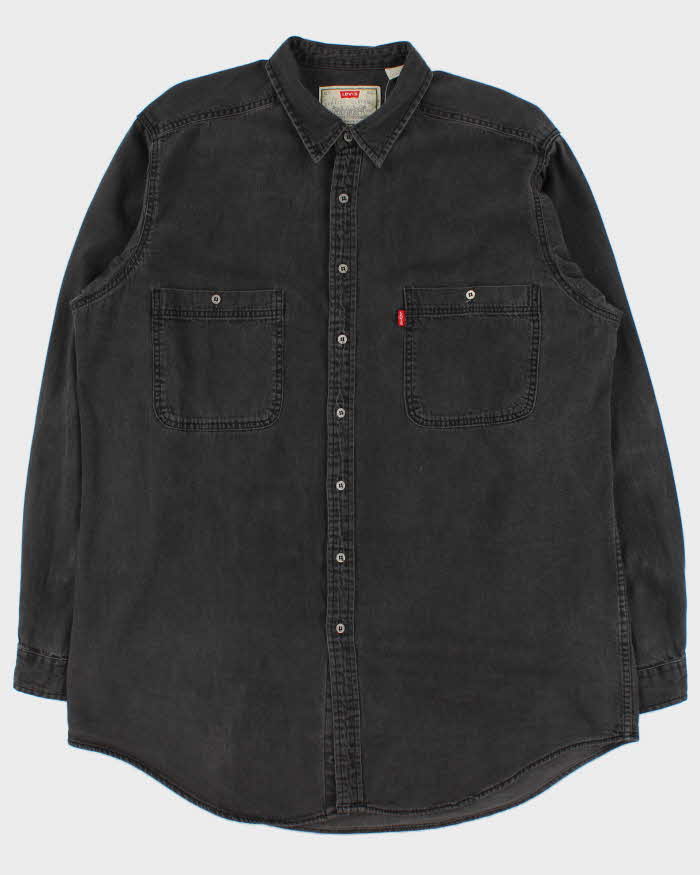 Vintage 1990s Levi's Heavyweight Long Sleeve Dark Wash Denim Shirt - XL