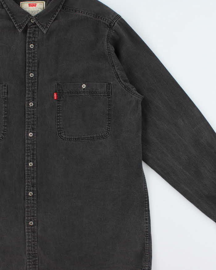Vintage 1990s Levi's Heavyweight Long Sleeve Dark Wash Denim Shirt - XL