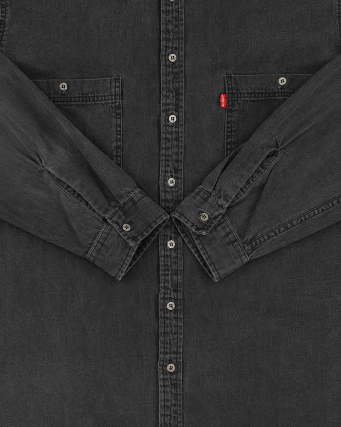 Vintage 1990s Levi's Heavyweight Long Sleeve Dark Wash Denim Shirt - XL