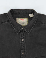 Vintage 1990s Levi's Heavyweight Long Sleeve Dark Wash Denim Shirt - XL
