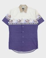 Vintage 1990s Cumberland Outfitters Gradient Pearl Snap Button Aztec Short Sleeve Western Shirt - M