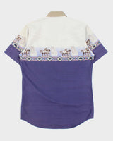 Vintage 1990s Cumberland Outfitters Gradient Pearl Snap Button Aztec Short Sleeve Western Shirt - M