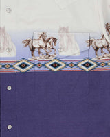 Vintage 1990s Cumberland Outfitters Gradient Pearl Snap Button Aztec Short Sleeve Western Shirt - M