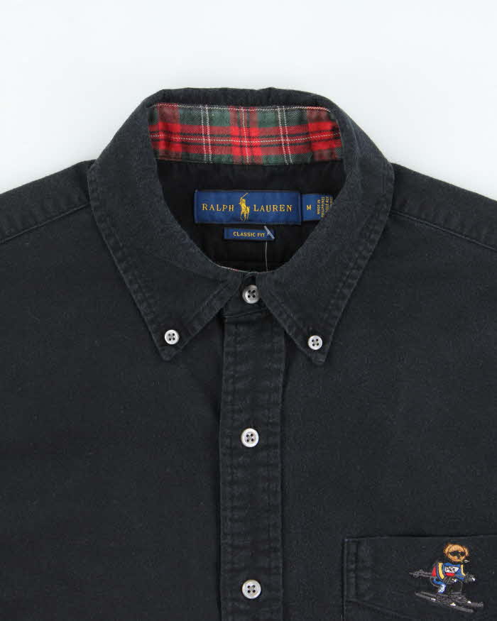 Vintage Ralph Lauren Polo Bear Ski Brushed Cotton Classic Fit Long Sleeve Shirt - M