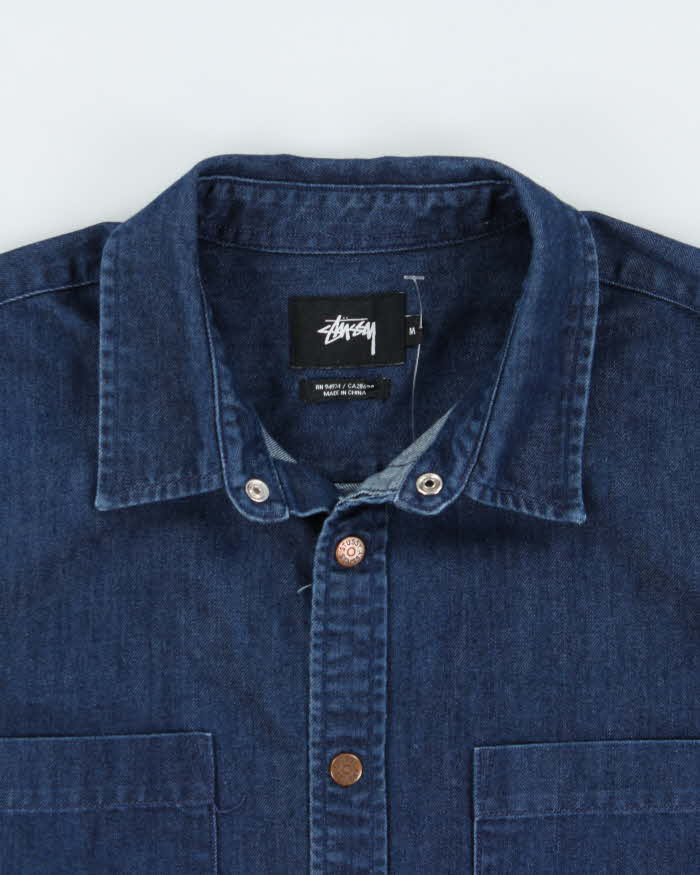 Vintage Stussy Denim Long Sleeve Snap Button Shirt - M