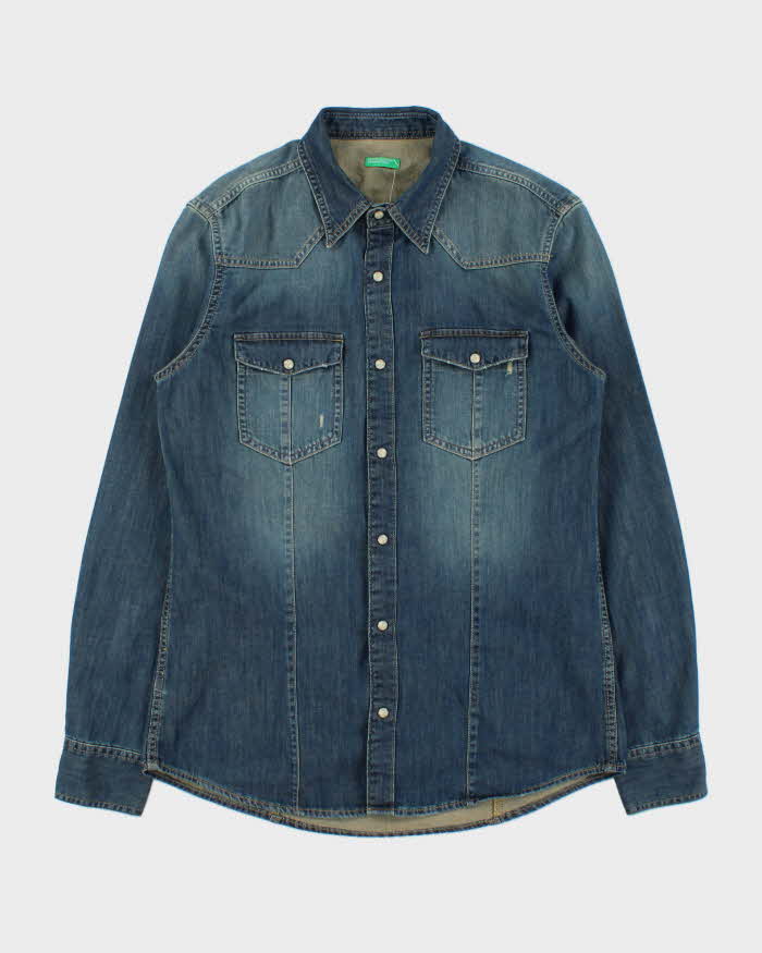 Vintage 2000s Benetton Denim Long Sleeve Snap Button Shirt - M