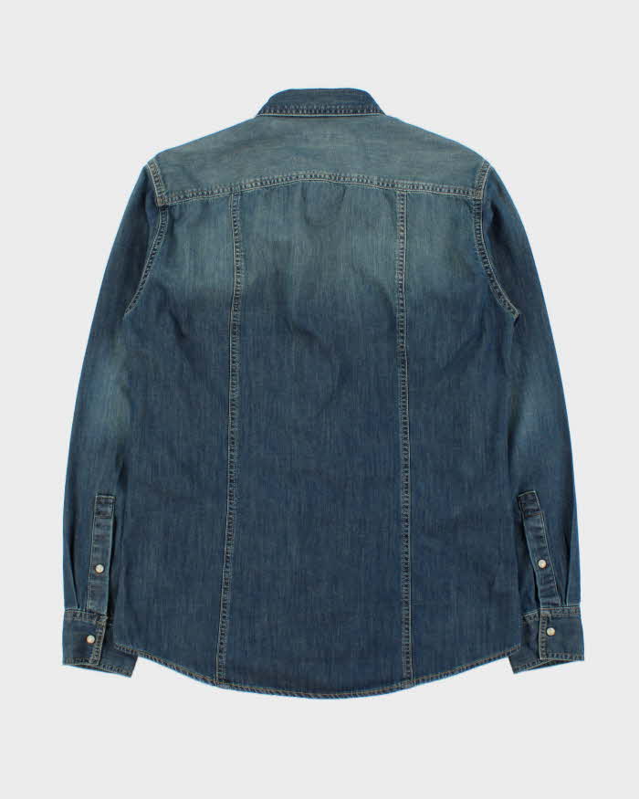 Vintage 2000s Benetton Denim Long Sleeve Snap Button Shirt - M