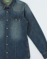 Vintage 2000s Benetton Denim Long Sleeve Snap Button Shirt - M
