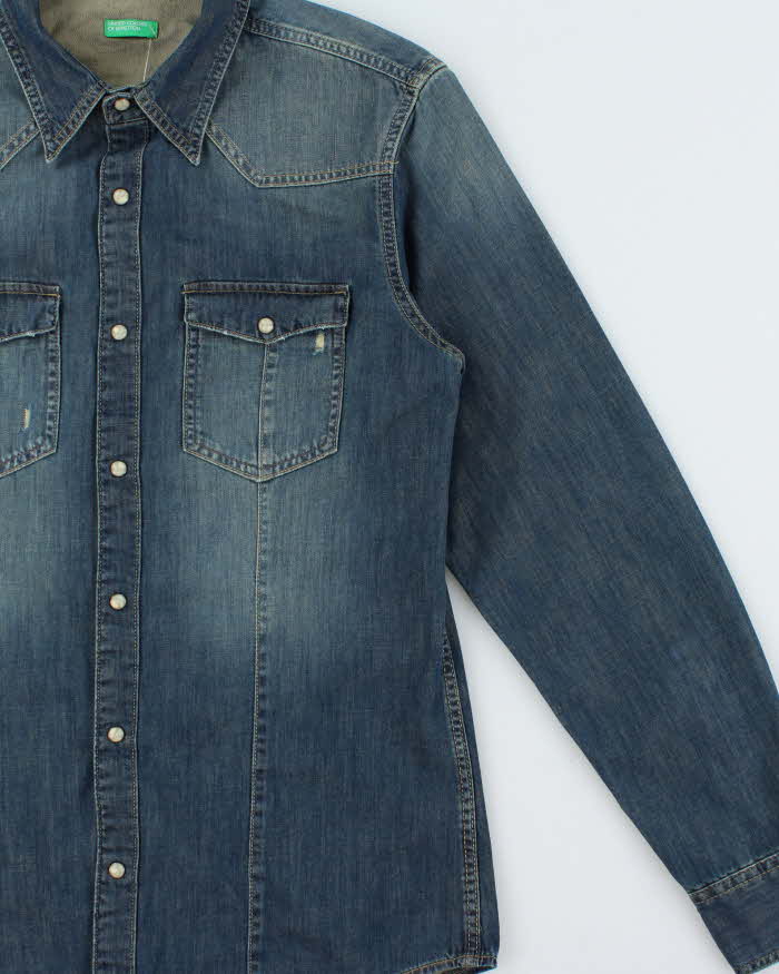Vintage 2000s Benetton Denim Long Sleeve Snap Button Shirt - M