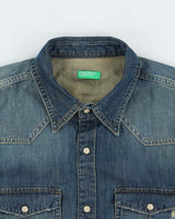 Vintage 2000s Benetton Denim Long Sleeve Snap Button Shirt - M