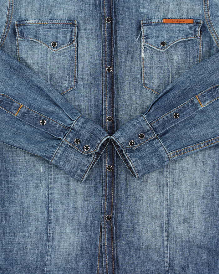 Vintage Y2k 2000s True Religion Denim Long Sleeve Snap Button Shirt - L