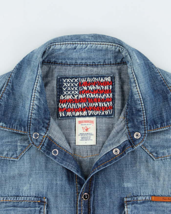 Vintage Y2k 2000s True Religion Denim Long Sleeve Snap Button Shirt - L