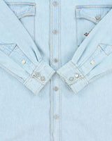 Vintage 1990s Warner Brothers Looney Tunes Wild West Snap Button Denim Shirt - M