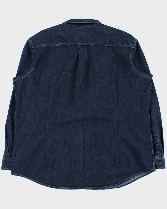 Vintage Dickies Dark Wash Heavyweight Denim Long Sleeve Relaxed Fit Workwear Shirt - XXL