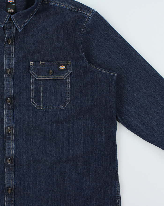 Vintage Dickies Dark Wash Heavyweight Denim Long Sleeve Relaxed Fit Workwear Shirt - XXL