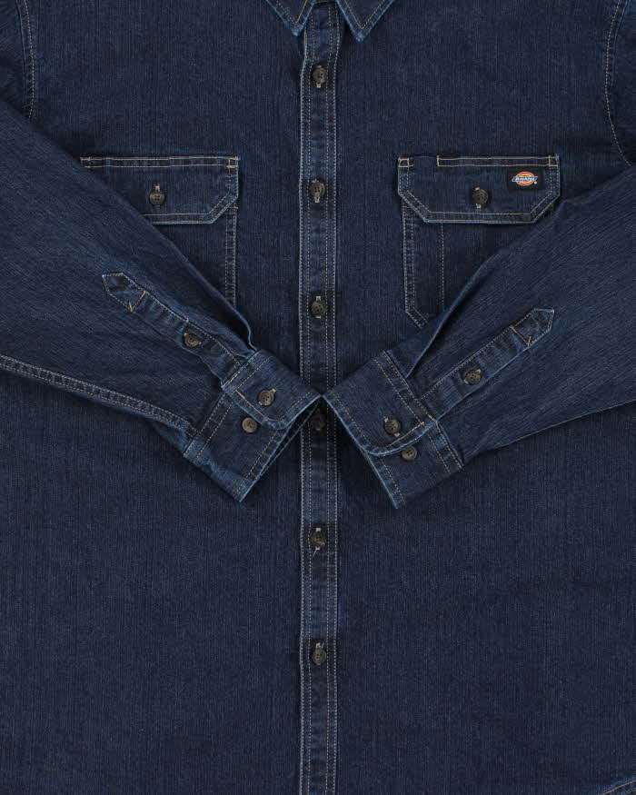 Vintage Dickies Dark Wash Heavyweight Denim Long Sleeve Relaxed Fit Workwear Shirt - XXL