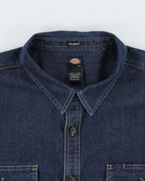 Vintage Dickies Dark Wash Heavyweight Denim Long Sleeve Relaxed Fit Workwear Shirt - XXL
