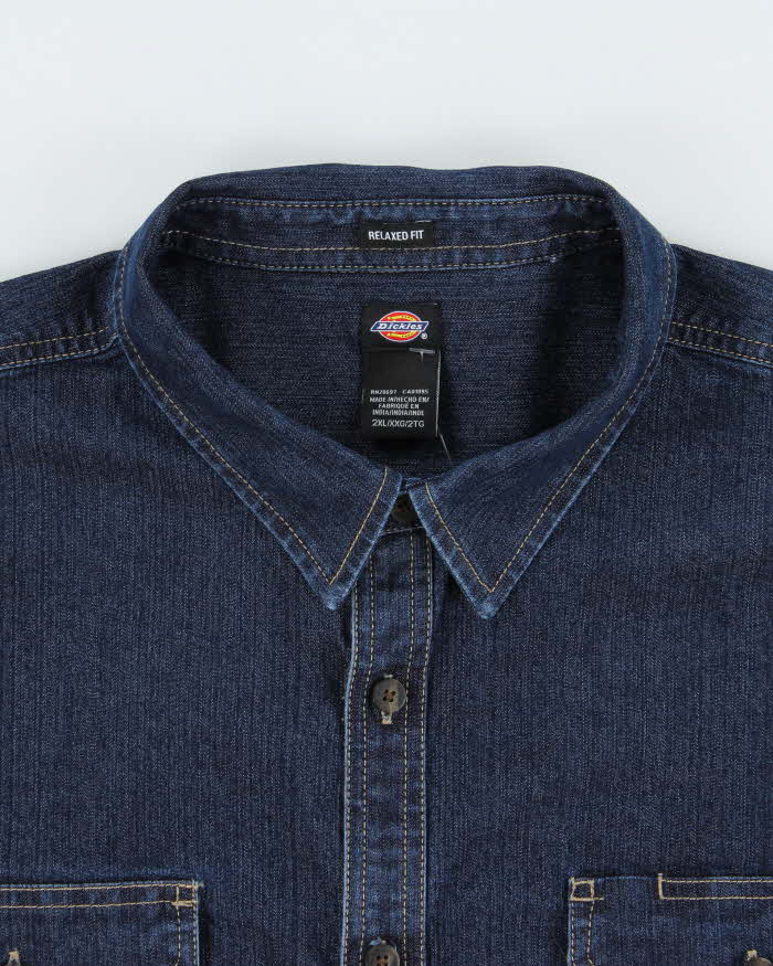 Vintage Dickies Dark Wash Heavyweight Denim Long Sleeve Relaxed Fit Workwear Shirt - XXL