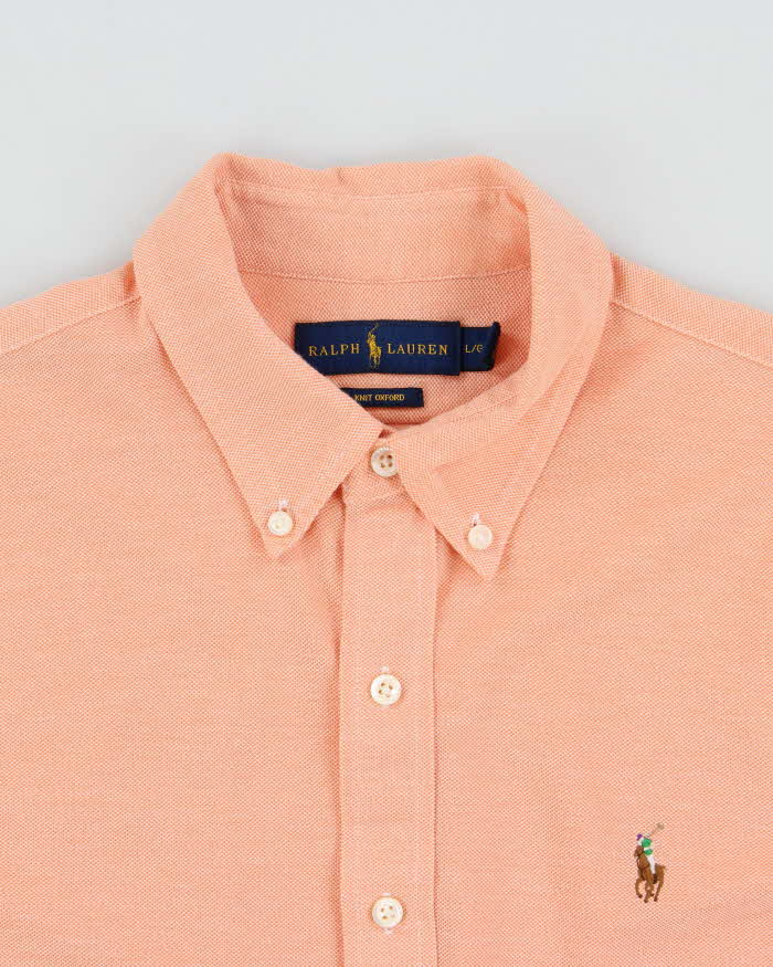 Vintage Ralph Lauren Apricot Knit Oxford Long Sleeve Shirt - L