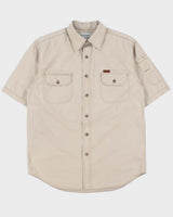 Vintage Y2K 00s Carhartt Khaki Canvas Short Sleeve Utility Shirt - M