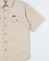 Vintage Y2K 00s Carhartt Khaki Canvas Short Sleeve Utility Shirt - M