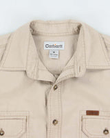 Vintage Y2K 00s Carhartt Khaki Canvas Short Sleeve Utility Shirt - M