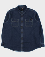 Vintage Dickies Dark Wash Denim Heavyweight Relaxed Fit Long Sleeve Workwear Shirt - XL