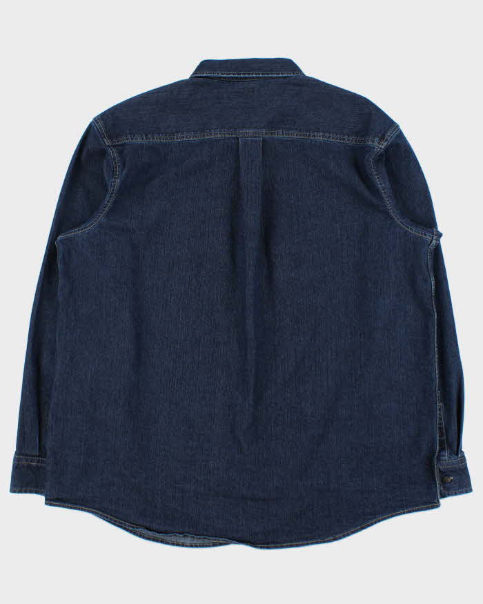 Vintage Dickies Dark Wash Denim Heavyweight Relaxed Fit Long Sleeve Workwear Shirt - XL
