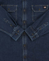 Vintage Dickies Dark Wash Denim Heavyweight Relaxed Fit Long Sleeve Workwear Shirt - XL