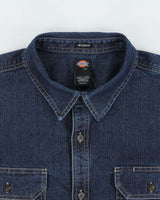 Vintage Dickies Dark Wash Denim Heavyweight Relaxed Fit Long Sleeve Workwear Shirt - XL