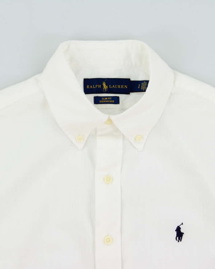 Vintage Ralph Lauren Slim Fit Seersucker Short Sleeve Shirt - S
